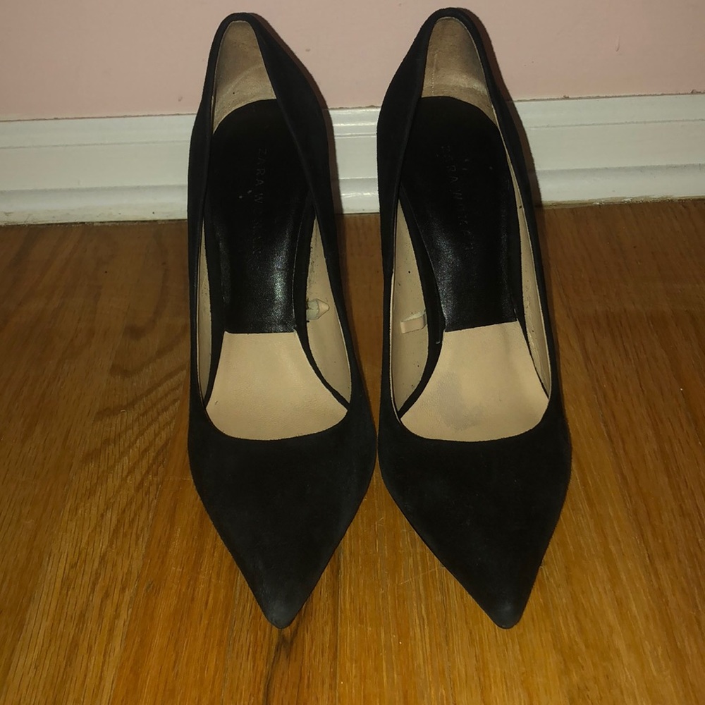 Black Suede Pointy Toe Heels From Zara